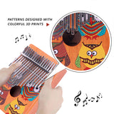 VI VICTORY 17 Key Kalimba Thumb Piano, Mahogany Solid Wood, Color-painted 【 Owl 】*No Carved Key Notes*