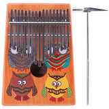 VI VICTORY 17 Key Kalimba Thumb Piano, Mahogany Solid Wood, Color-painted 【 Owl 】*No Carved Key Notes*