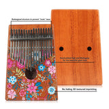 VI VICTORY 17 Key Kalimba Thumb Piano, Mahogany Solid Wood, Color-painted 【Sakura- Pink & Blue】*No Carved Key Notes*