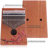 VI VICTORY 17 Key Kalimba Thumb Piano, Mahogany Solid Wood, Color-painted 【 Plum 】
