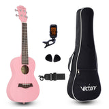 VIVICTORY Concert Ukulele / 23 Inch / Mahogany / Aquila String / Beginner Kit 【 Pink 】