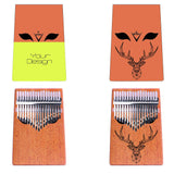 VI VICTORY 17 Key Kalimba Thumb Piano, Mahogany Solid Wood, Color-painted 【 Geometric Deer 】