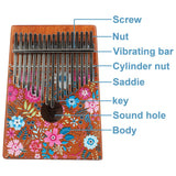 VI VICTORY 17 Key Kalimba Thumb Piano, Mahogany Solid Wood, Color-painted 【Sakura- Pink & Blue】*No Carved Key Notes*