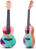 VIVICTORY Painted Concert Ukulele 23 Inch, Spruce Mahogany Body with Beginner kit : Gig Bag,Tuner,Straps,Picks and Nylon String Concert Ukulele 23"【 Marble 】