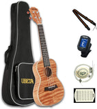 UBETA Concert Ukulele Exotic Mahogany UC-FM-063 23 inch with Ukulele Set Strap Nylon String Tuner