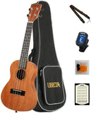 UBETA UC-031 Concert Ukulele 23 Inch Beginner Travel Mahogany Ukulele Bundle with Gig bag, clipon tuner, picks, strings chord card and strap