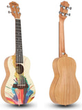 VIVICTORY Splash Painting Concert Ukulele 23 Inch, Spruce Mahogany Body with Beginner kit : Gig Bag,Tuner,Straps,Picks and Nylon String Concert Ukulele 23"【Fountain】
