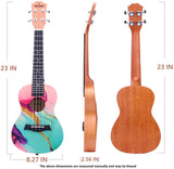 VIVICTORY Painted Concert Ukulele 23 Inch, Spruce Mahogany Body with Beginner kit : Gig Bag,Tuner,Straps,Picks and Nylon String Concert Ukulele 23"【 Marble 】