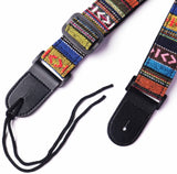 VIVICTORY GCS-01 Hootenanny Style Guitar Straps Retro Braided Style 100% Cotton Genuine Leather Adjustable lengt