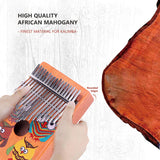 VI VICTORY 17 Key Kalimba Thumb Piano, Mahogany Solid Wood, Color-painted 【 Owl 】*No Carved Key Notes*