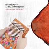 VI VICTORY 17 Key Kalimba Thumb Piano, Mahogany Solid Wood, Color-painted【 Sakura-Pink & Blue 】