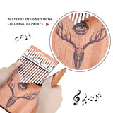 VI VICTORY 17 Key Kalimba Thumb Piano, Mahogany Solid Wood, Color-painted【 Antler 】