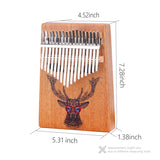 VI VICTORY 17 Key Kalimba Thumb Piano, Mahogany Solid Wood, Color-painted【Deer With Sunglasses】