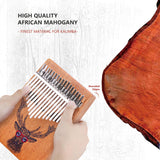 VI VICTORY 17 Key Kalimba Thumb Piano, Mahogany Solid Wood, Color-painted【Deer With Sunglasses】