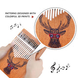 VI VICTORY 17 Key Kalimba Thumb Piano, Mahogany Solid Wood, Color-painted【Deer With Sunglasses】