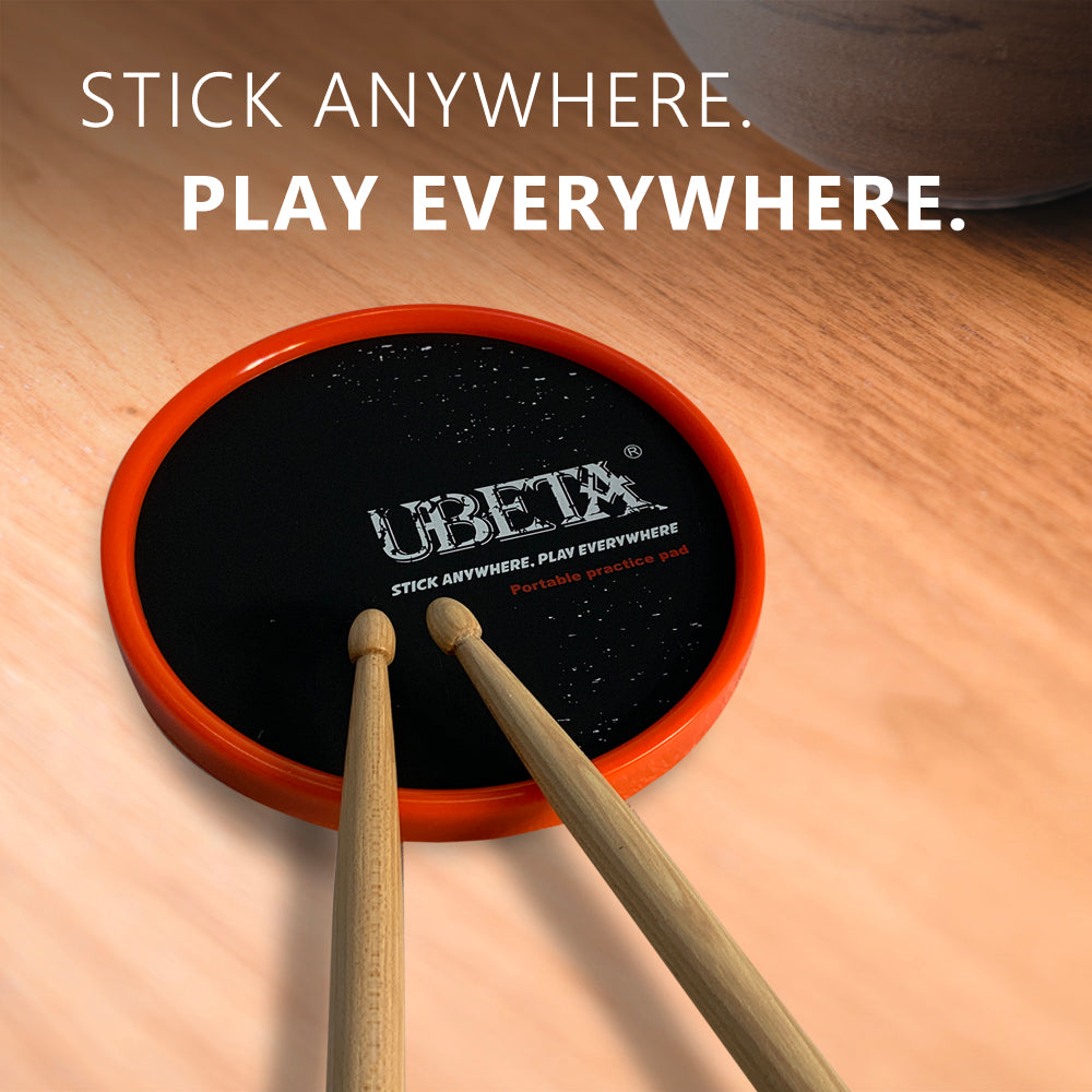 UBETA Ultra Portable Practice Pad 6 Drum Pad Red with Drum Sticks