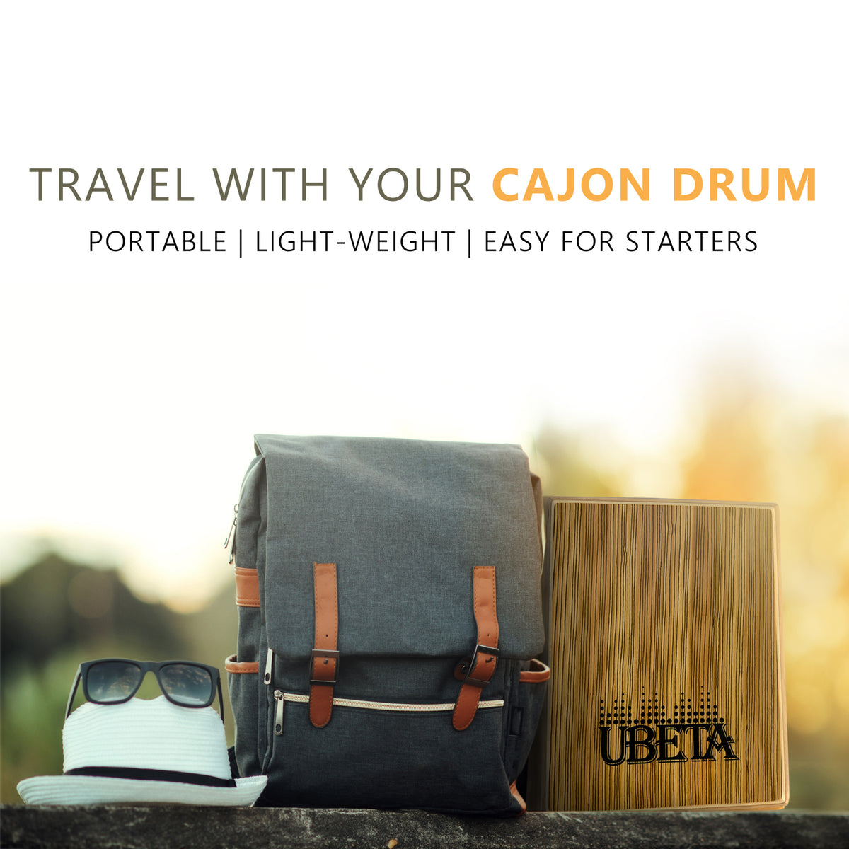 Btuty Cajon de voyage - Tambour à main portable en bois - Instrument de percussion avec sangle et sac de transport Btuty Cajon de voyage - Tambour à main portable en bois - Instrument de percussion avec sangle et sac de transport