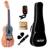 VIVICTORY Concert Painted Ukulele 23 Inch Spruce Mahogany with Beginner kit : Gig Bag,Tuner,Straps,Picks and Nylon String -【 American Flag 】