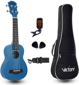 VIVICTORY Concert Ukulele / 21 Inch / Mahogany / Aquila String / Beginner Kit -【 Blue 】