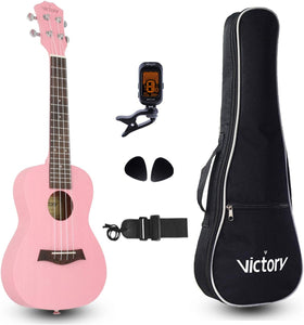 VIVICTORY Concert Ukulele / 21 Inch / Mahogany / Aquila String / Beginner Kit -【 Pink 】