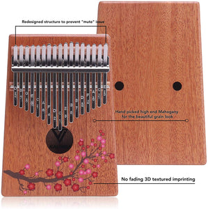 VI VICTORY 17 Key Kalimba Thumb Piano, Mahogany Solid Wood, Color-painted 【 Plum 】