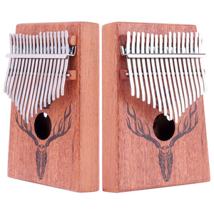 VI VICTORY 17 Key Kalimba Thumb Piano, Mahogany Solid Wood, Color-painted 【 Deer 】*No Carved Key Notes*