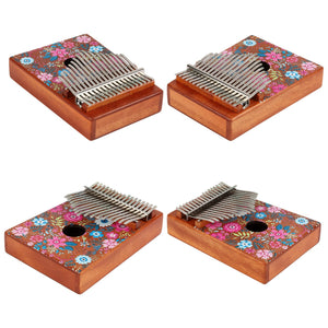 VI VICTORY 17 Key Kalimba Thumb Piano, Mahogany Solid Wood, Color-painted 【Sakura- Pink & Blue】*No Carved Key Notes*
