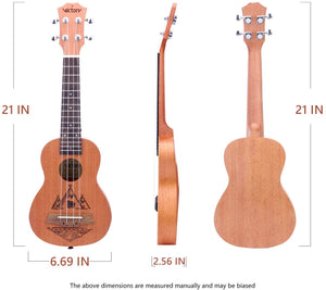 VIVICTORY Soprano Ukulele / 21 Inch / Mahogany / Aquila String / Beginner Kit 【 Indian Tattoo 】