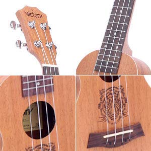 VIVICTORY Soprano Ukulele / 21 Inch / Mahogany / Aquila String / Beginner Kit 【 Tiger Tattoo 】