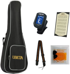 UBETA UC-031 Concert Ukulele 23 Inch Beginner Travel Mahogany Ukulele Bundle with Gig bag, clipon tuner, picks, strings chord card and strap