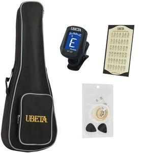 UBETA UB-21PA-N Mahogany Pineapple Soprano 21 Inch Beginner Ukulele Bundle with Gig bag, clip-on tuner, picks,Aquila strings chord card and strap