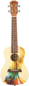 VIVICTORY Splash Painting Concert Ukulele 23 Inch, Spruce Mahogany Body with Beginner kit : Gig Bag,Tuner,Straps,Picks and Nylon String Concert Ukulele 23"【Bubble】