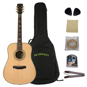 KC-JOHNNY Acoustic Guitar / 41” / Dreadnought Solid Spruce Top Green Pearl Sound Pot Africa Mahogany Neck D’Addario Strings【Dreadnought Emerald】KC-DR-41010