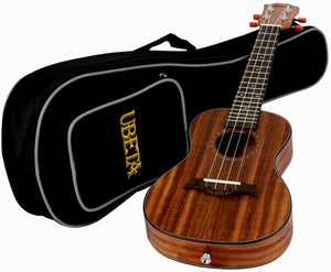 UBETA UC-K-062 Acacia Koa Concert Ukulele with Italy Aquila strings (6 in 1) Kit: Gig bag, clip-on tuner, Aquila strings,picks and straps