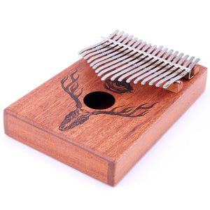 VI VICTORY 17 Key Kalimba Thumb Piano, Mahogany Solid Wood, Color-painted 【 Deer 】*No Carved Key Notes*