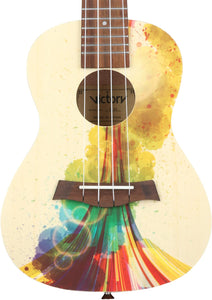 VIVICTORY Splash Painting Concert Ukulele 23 Inch, Spruce Mahogany Body with Beginner kit : Gig Bag,Tuner,Straps,Picks and Nylon String Concert Ukulele 23"【Bubble】