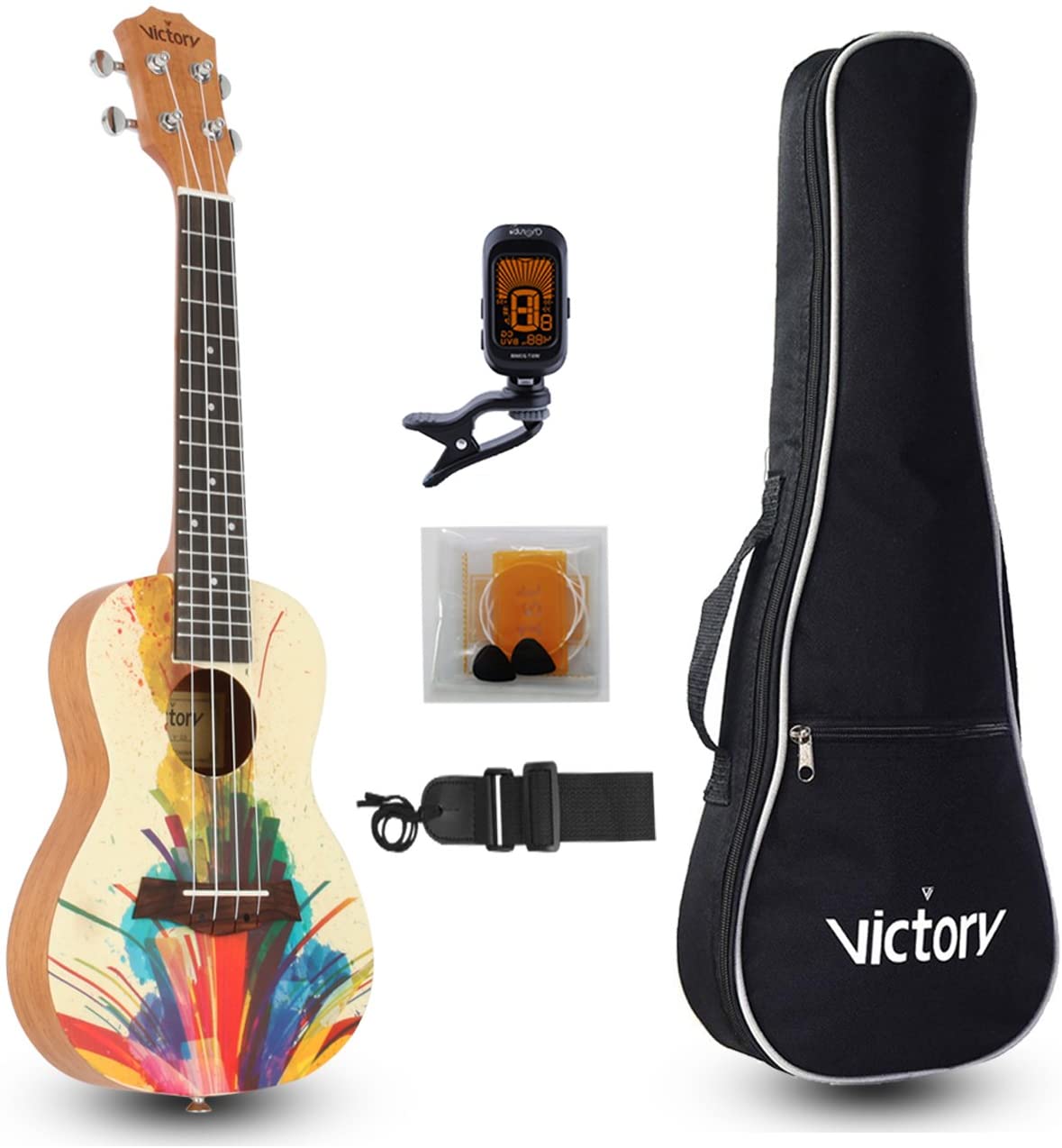 VIVICTORY Painting Concert Ukulele 23 Spruce Mahogany Bod