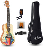 VIVICTORY Splash Painting Concert Ukulele 23 Inch, Spruce Mahogany Body with Beginner kit : Gig Bag,Tuner,Straps,Picks and Nylon String Concert Ukulele 23"【Fountain】