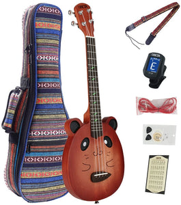 UBETA Electric Tenor 26 inch Ukulele Mahogany Body with Gig bag, tuner,picks, Aquila nylon strings, chord card, red electric line and strap