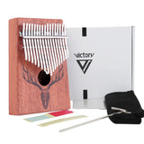 VI VICTORY 17 Key Kalimba Thumb Piano, Mahogany Solid Wood, Color-painted 【 Deer 】*No Carved Key Notes*