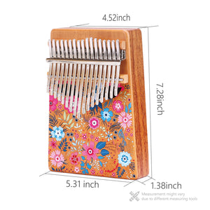 VI VICTORY 17 Key Kalimba Thumb Piano, Mahogany Solid Wood, Color-painted【 Sakura-Pink & Blue 】