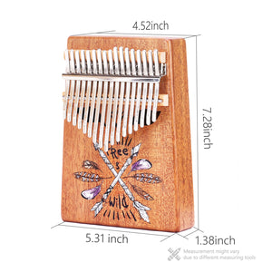 VI VICTORY 17 Key Kalimba Thumb Piano, Mahogany Solid Wood, Color-painted 【 Feather Arrow - Purple 】