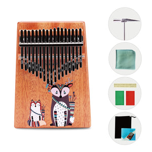 VI VICTORY 17 Key Kalimba Thumb Piano, Mahogany Solid Wood, Color-painted【 Fox 】