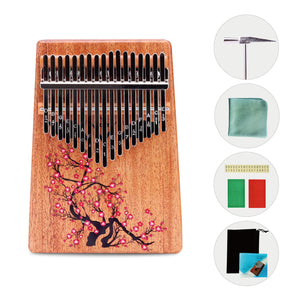 VI VICTORY 17 Key Kalimba Thumb Piano, Mahogany Solid Wood, Color-painted 【 Plum Blossom 】