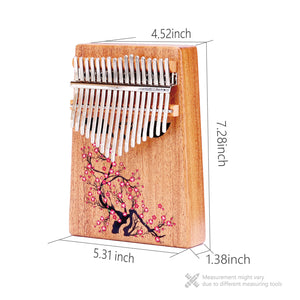 VI VICTORY 17 Key Kalimba Thumb Piano, Mahogany Solid Wood, Color-painted 【 Plum Blossom 】