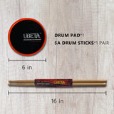 UBETA Ultra Portable Practice Pad - 6'' Drum Pad【Red】with Drum Sticks
